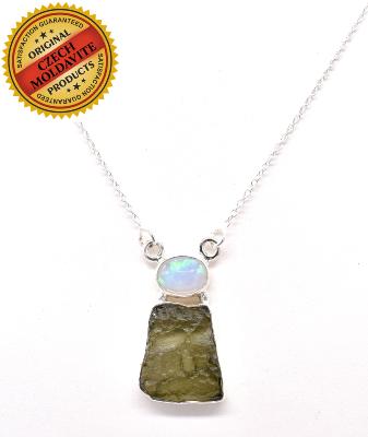   Moldavite & Ethiopian Opal Silver Necklace