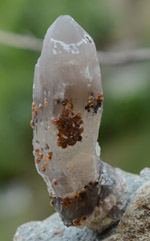 Orange Garnets on Self-Healed Smoky Quartz Manifestation Crystal