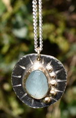  Handmade Aquamarine Silver & Gold Pendant