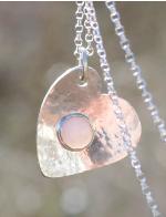  Handmade Pink Opal Silver Pendant 
