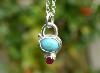   Handmade Turquoise and Ruby Silver Pendant