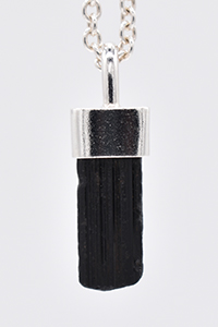          Handmade Black Tourmaline Silver Pendant