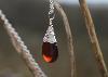 Wire Wrapped Baltic Cherry Amber Silver Pendant 